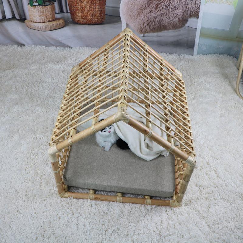 Rattan Sleep Hut with Cotton Pad