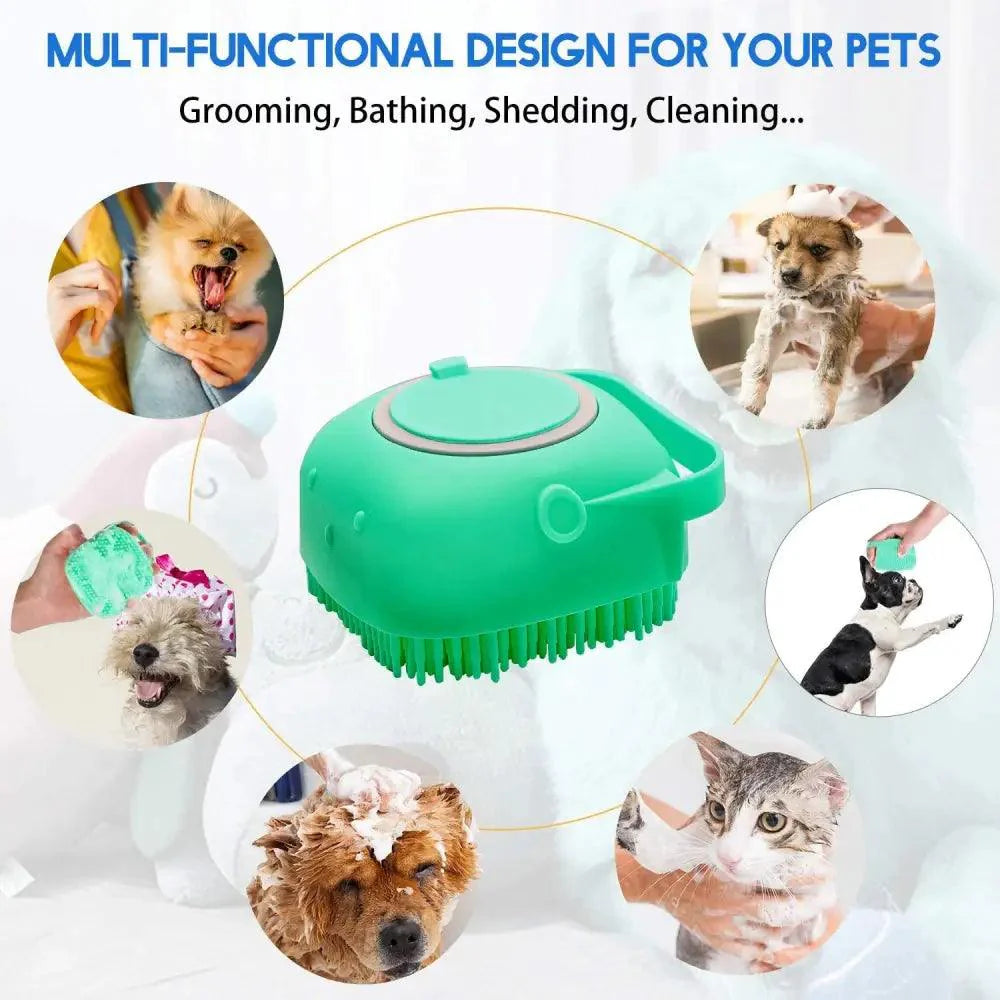 Pet Silicone Shampoo Bath Brush Massage Rubber Comb Bathing Shampoo Colorful Massager For Dogs